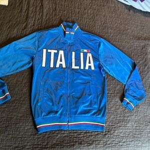 Italia Track Jacket Mens Medium Blue Italian Soccer‎ Football Full Zip